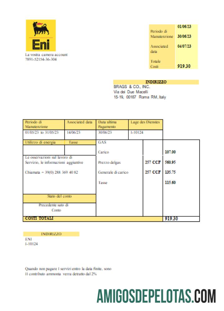 Projeto de lei de serviços públicos de gás da Itália, SCR exemplo